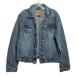 American Eagle Outfitters Mens Denim Jean Trucker‎ Jacket Size M Button Front